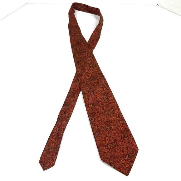 Jos.A.Bank Signature Collection Orange Paisley Print Men's Silk Tie / Necktie - Picture 1 of 9